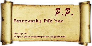 Petrovszky Péter névjegykártya