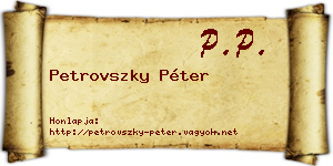 Petrovszky Péter névjegykártya